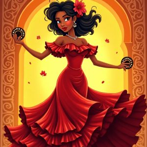 Flux_Dev_A_vibrant_illustration_of_a_flamenco_dancer_in_midmot_0 Flamenco Beginner's Course